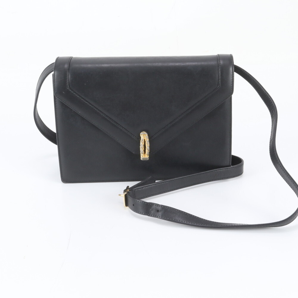Bally Leather Shoulder Bag Crossbody Black Women's